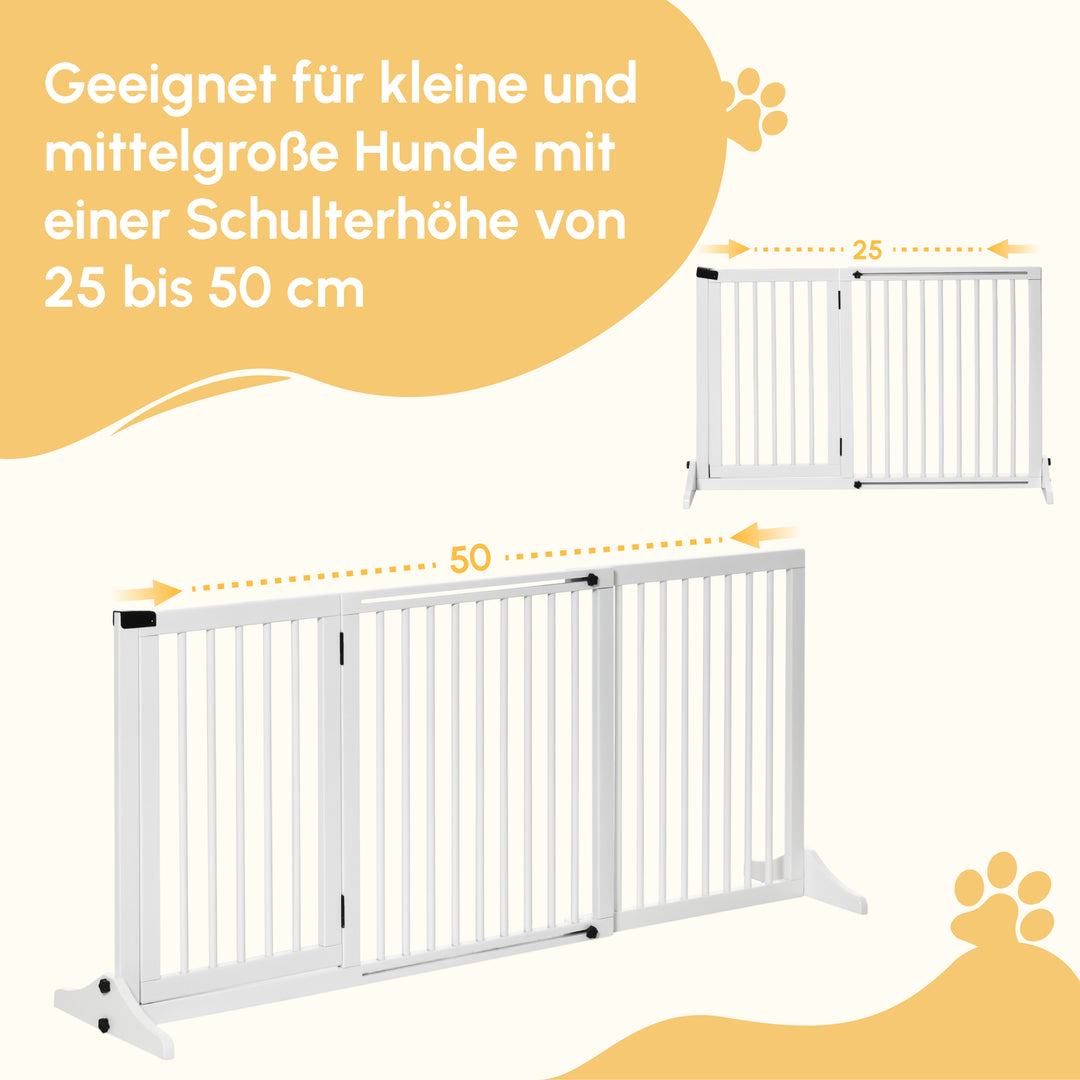 Hundegitter dør sikkerhedsgitter træsikkerhedsgitter fritstående hundegitter med dør hundebarrier konfigurationsgitter til pejs og komfur hvid 113-166 x 36 x 71 cm