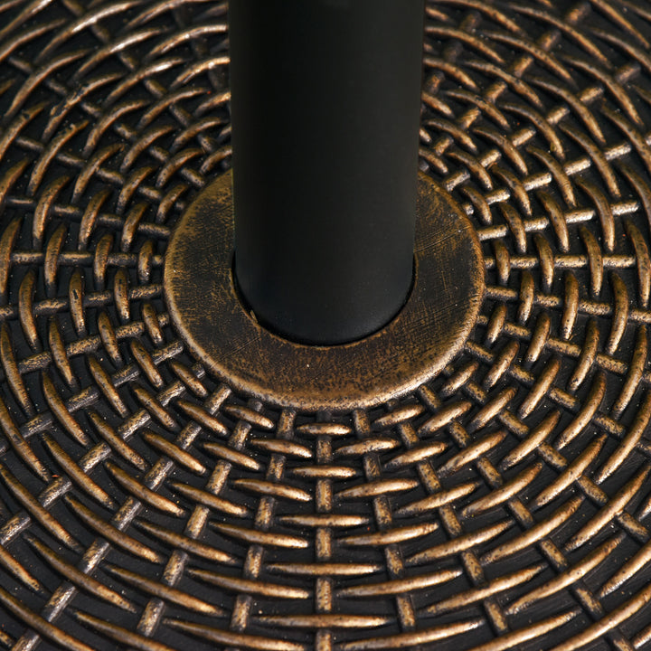 Parasolstativ, paraplyholder, paraplyfod, 25 kg, rattan-look, kurvestativ, paraply Ø35/Ø38/Ø48 mm, plast + cement, antik bronze, Ø53 x 40 cm
