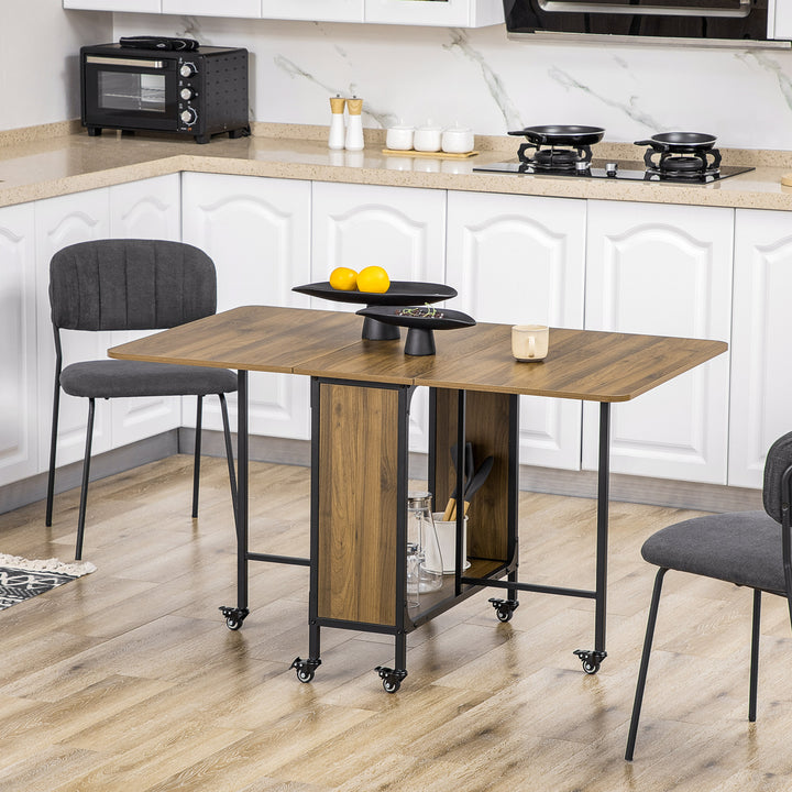 Mobilt klapbord, 2 klapflader, 130 cm x 80 cm x 74 cm, brun