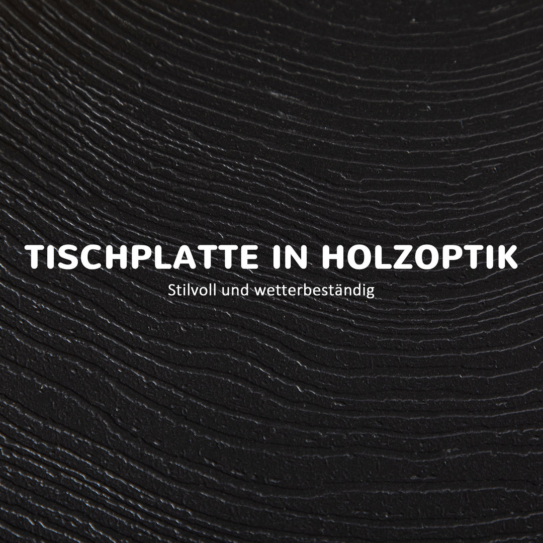 Havebord, rundt, foldbart, til 2 personer, trælook, stål+plast, mørkegrå, 60 x 60 x 73 cm