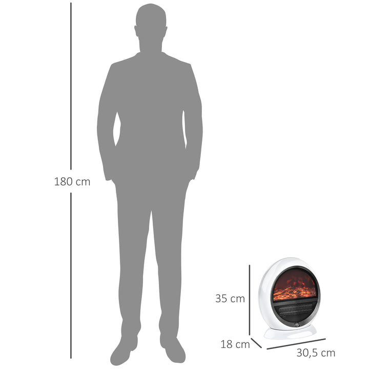Led elektrisk pejs mini bord fritstående pejsovn med flammeeffekt 1500w abs plast hvid 30,5 x 18 x 35 cm