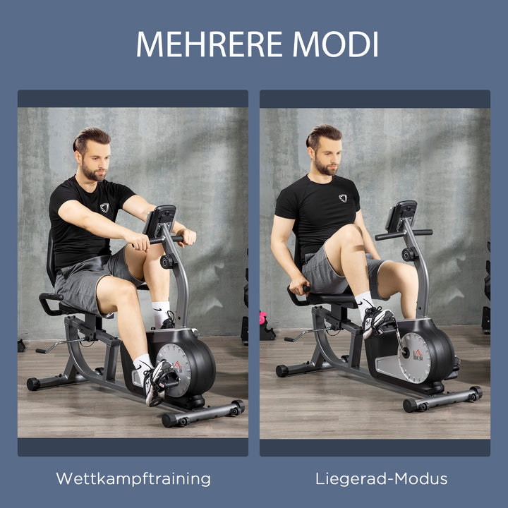 Motionscykel med 8 modstandsniveauer, 122-137 x 62 x 103 cm, stål, grå+sort+sølv