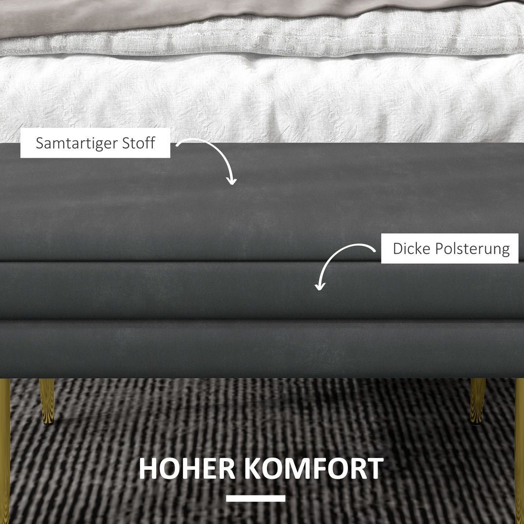 Polstret bænk med opbevaring, stål, 79,5 cm x 37,5 cm x 43 cm, mørkegrå