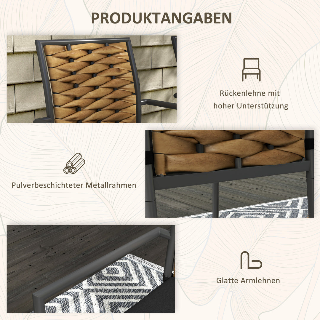 Havestole udendørsstole terrassestole, vejrbestandige, moderne design, 57 x 58 x 87 cm, brun+sort+grå