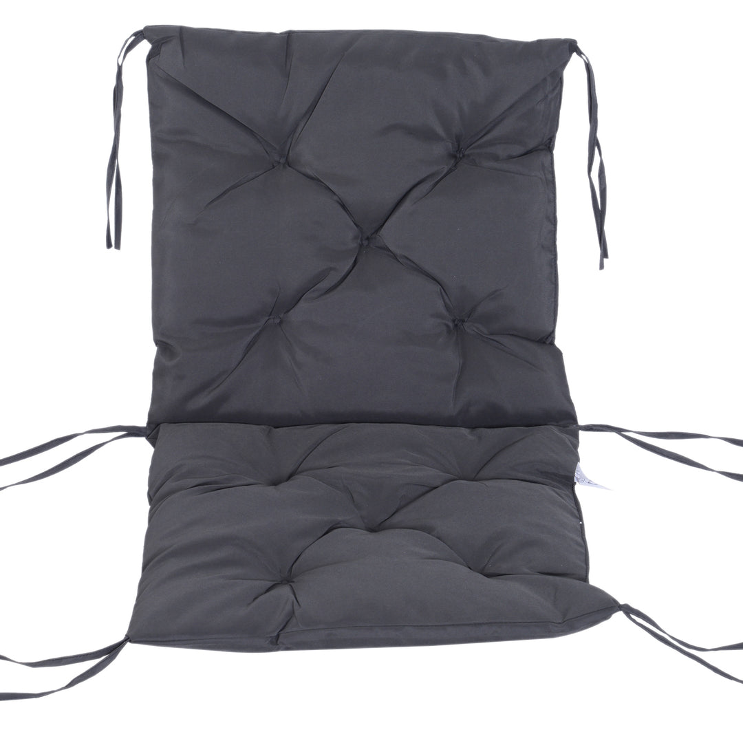 Sæt med 2 siddehynder, 98 cm x 50 cm x 8 cm stolehynder med bånd, vaskbare/ergonomiske siddehynder til hjemmet, haven, sofaen, grå