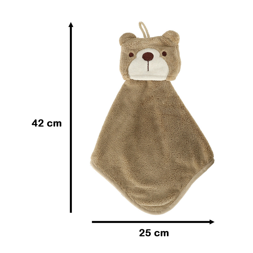 Børnehåndklæde til børnehaveklasse 42x25cm brun bamse