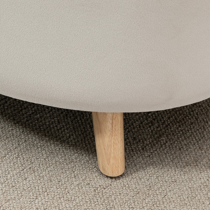 Bænk med opbevaringsplads, skammel, oval form, fløjlslook, op til 120 kg, 71 x 51,5 x 42 cm, beige