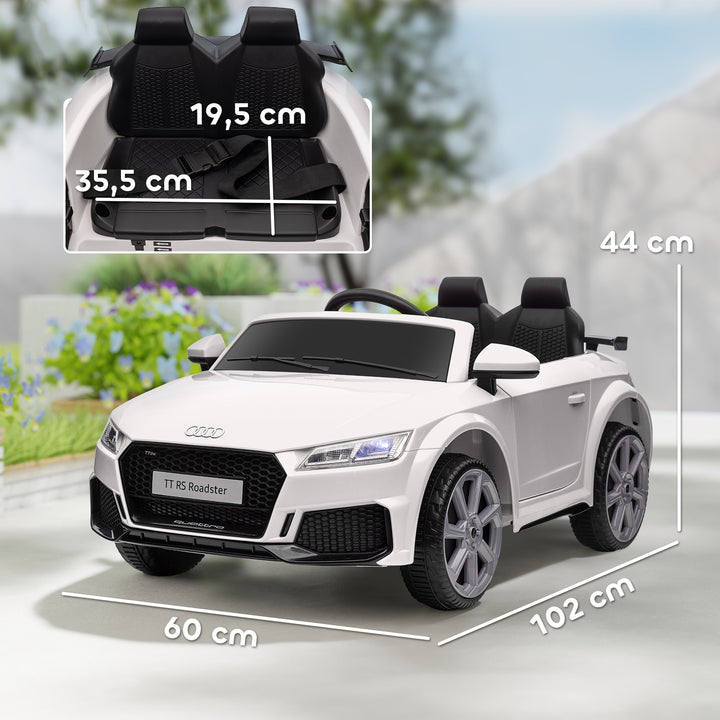 Elbil til børn, audi tt rs roadster, 3 km/t, fjernbetjening, led, usb, hvid