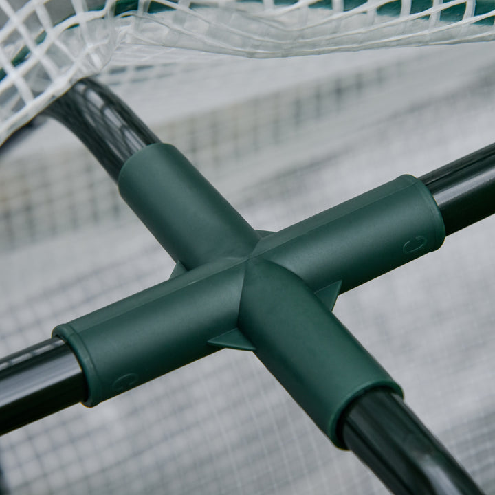 Højbed, rullefilmbetræk, ramme af naturtræ, stoffor, drænhuller, 121 x 55 x 117 cm