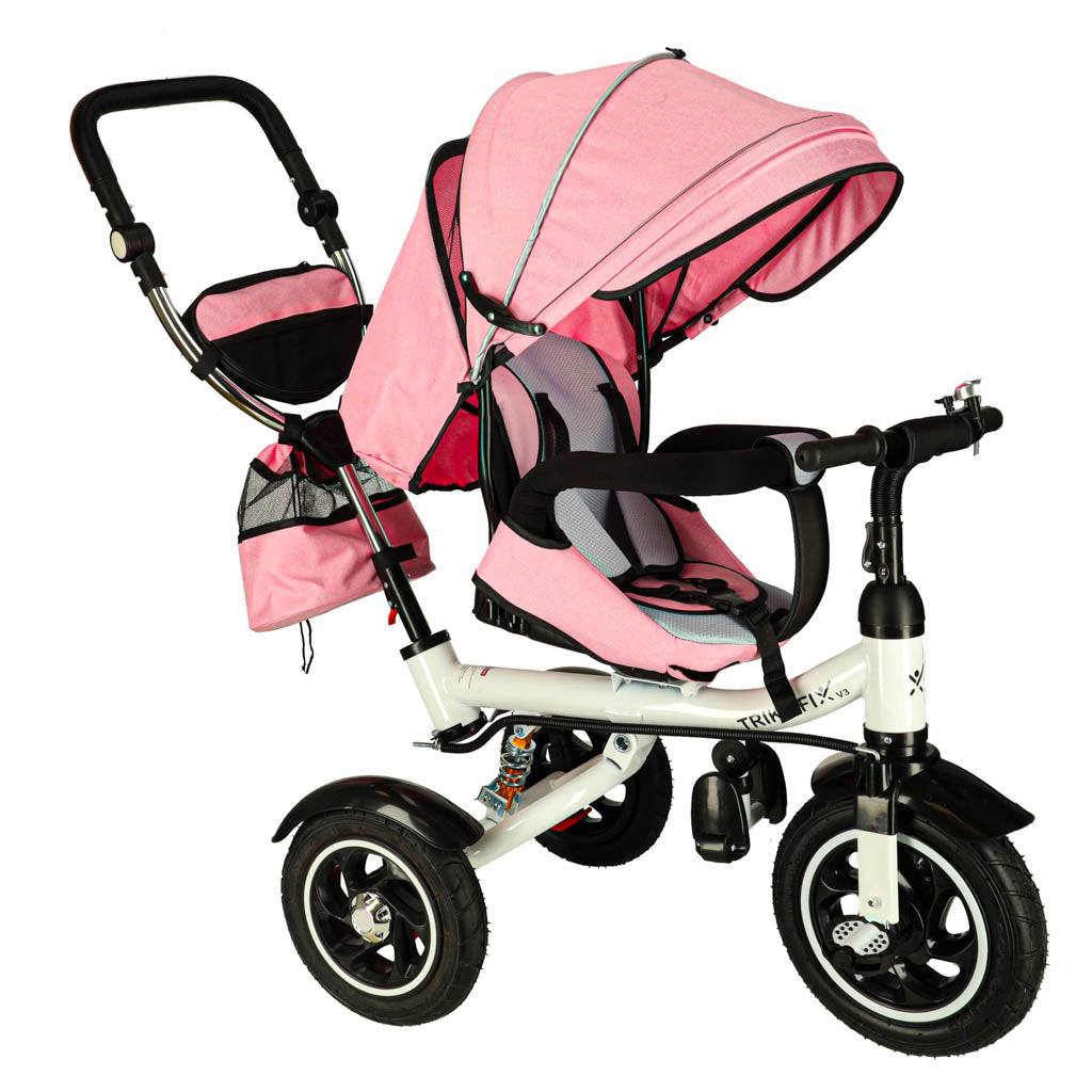 Trike Fix V3 trehjulet cykel 3w1 klapvognscykel 360 drejelig frihjul pink