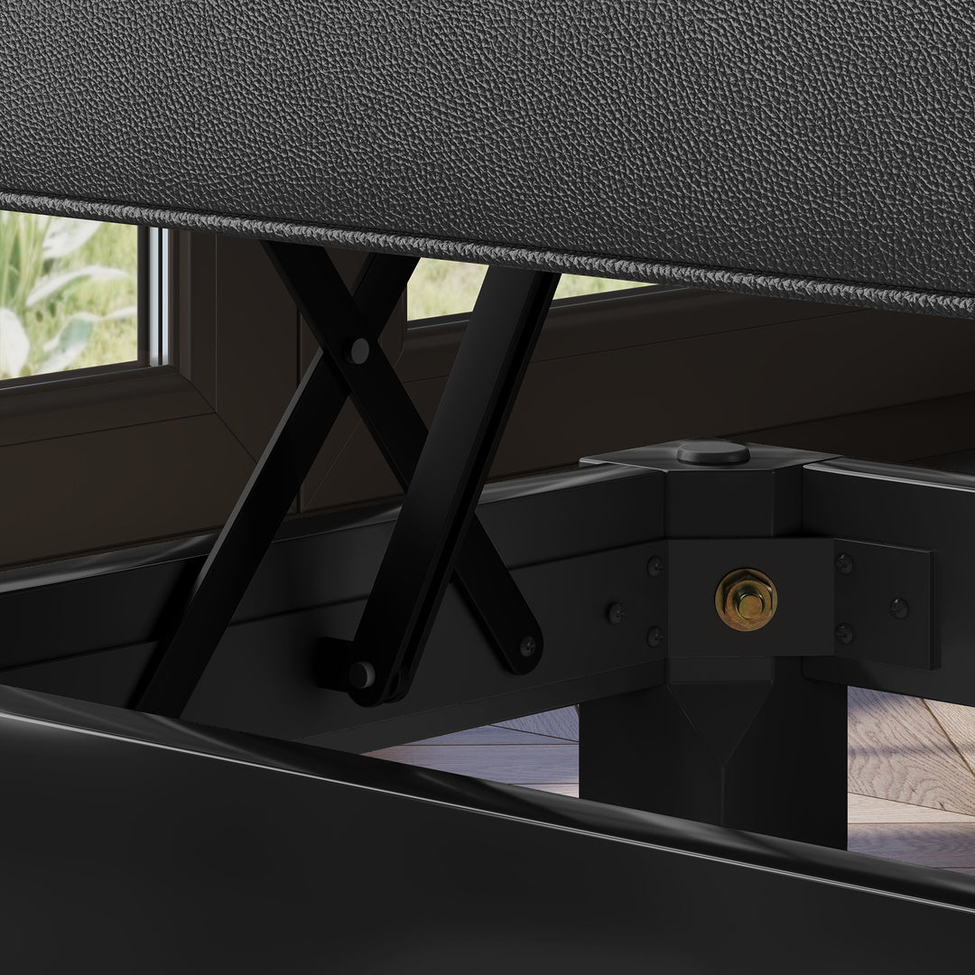 Klaverbænk, klaverstol, kunstlæder, justerbart dobbeltsæde, opbevaringsplads, sort