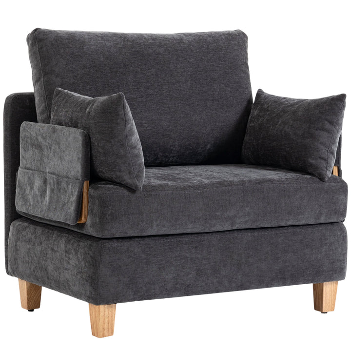 2-i-1 sovesofa med sengefunktion, 2 hynder, 183x57 cm, mørkegrå