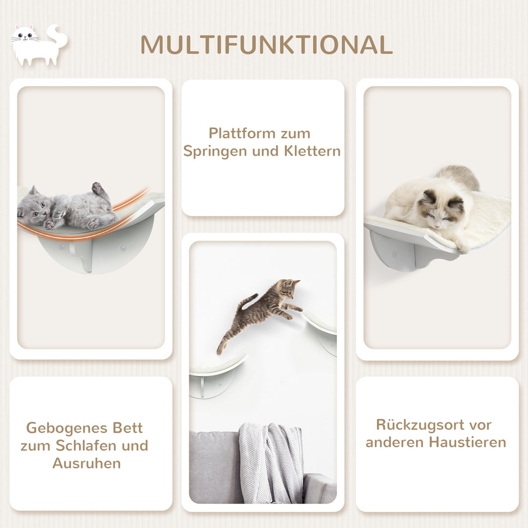 Kattehylde, vægmonteret, blød hvileflade, op til 10 kg, 41 x 28 x 21 cm, hvid