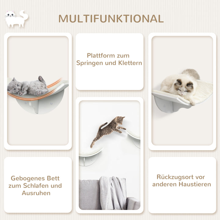 Kattehylde, vægmonteret, blød hvileflade, op til 10 kg, 41 x 28 x 21 cm, hvid