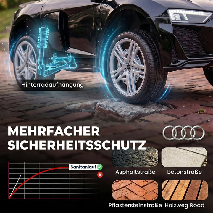 Elbil til børn Audi R8 12V fjernbetjening til børnebil sort