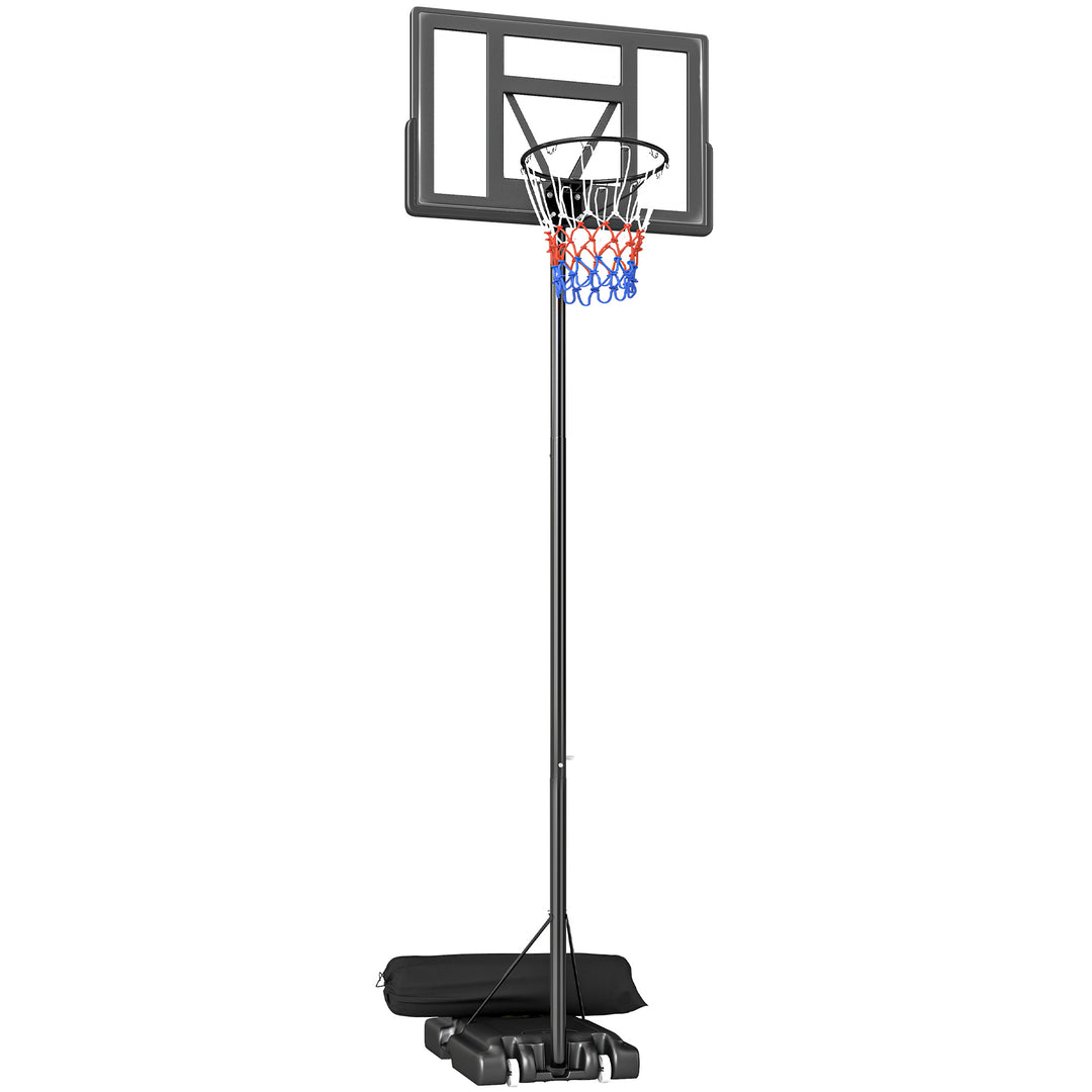 Udendørs basketballkurv 135-305 cm, hurtigt højdejusterbar, basketballstativ med 110x70 cm brudsikkert bagpanel, 2 hjul