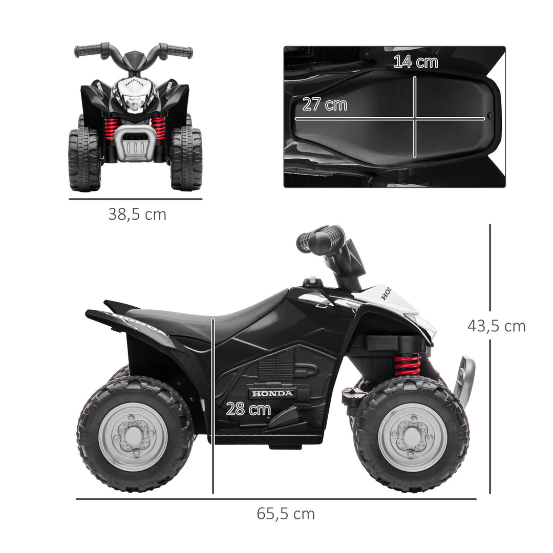 Elektrisk ATV, børne-ATV, 2,8 km/t, LED-forlygter, til 1,5-3 år, sort, 65,5 x 38,5 x 43,5 cm