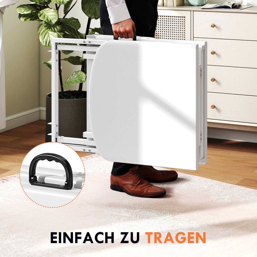 Bærbar massagebrik, sammenklappelig massagebrik med betræk i kunstlæder, skumpolstring, stålramme, hvid