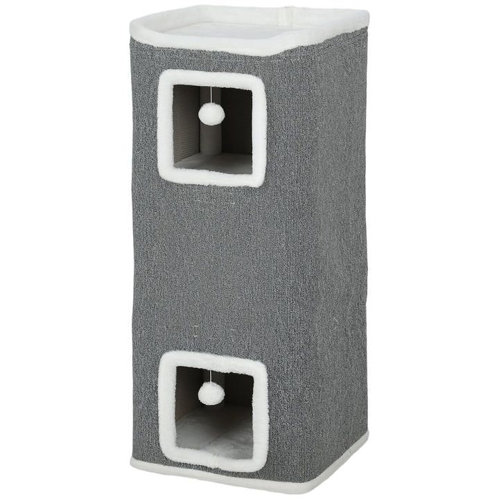 Kradsetønde, 100 cm høj, 41 x 41 cm, fire niveauer, til 1-2 katte, grå