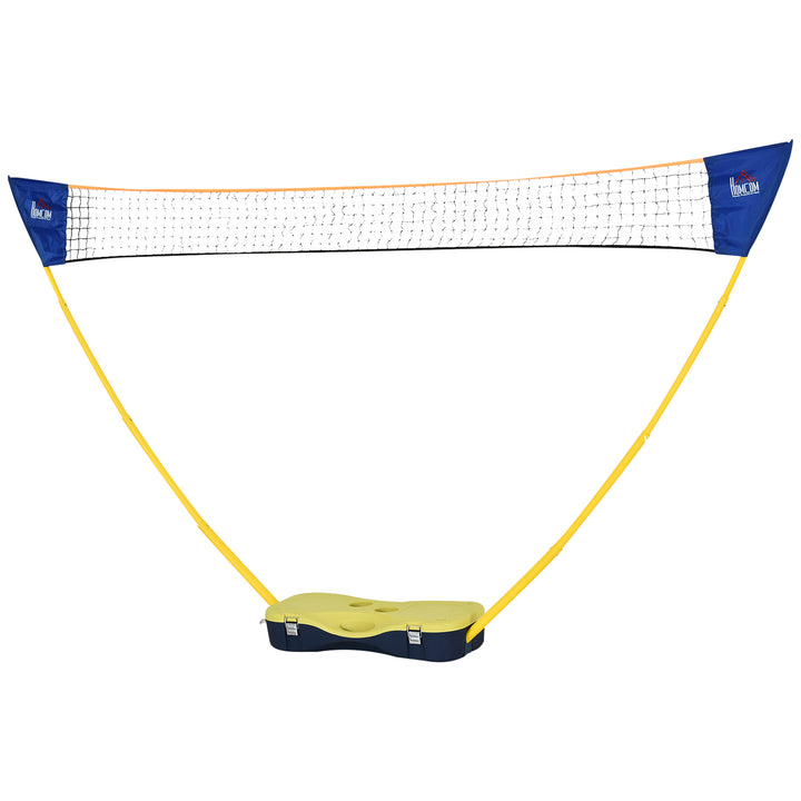Badmintonnet med stativ, badmintonnetstativ, bærbart netstativ, badmintonnet med 4 badmintonketchere, udendørssport, gul+blå, 286 x 33 x 157 cm