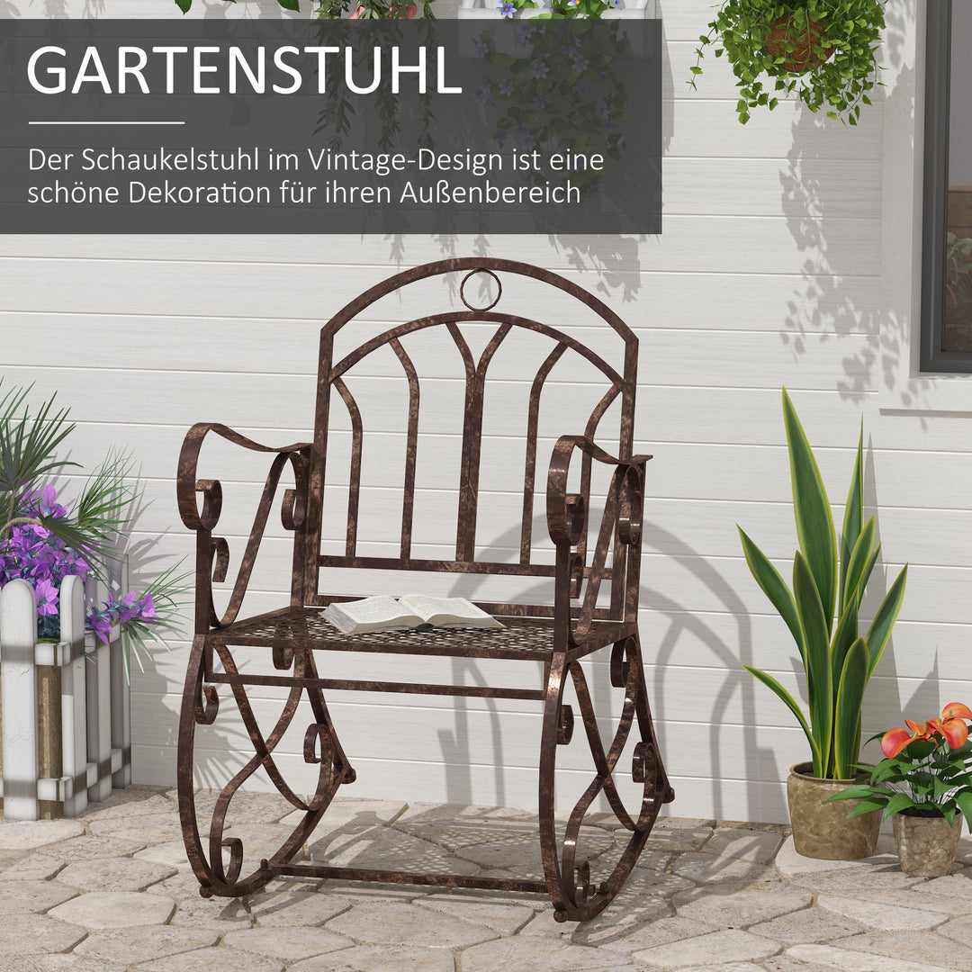Gyngestol havestol, vintage design, 61 cm x 79 cm x 90 cm, brun + sort