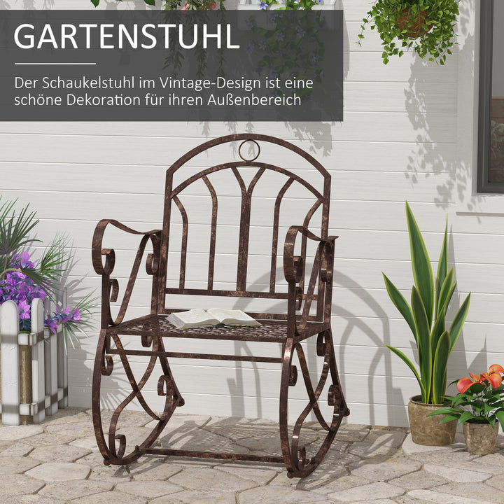 Gyngestol havestol, vintage design, 61 cm x 79 cm x 90 cm, brun + sort