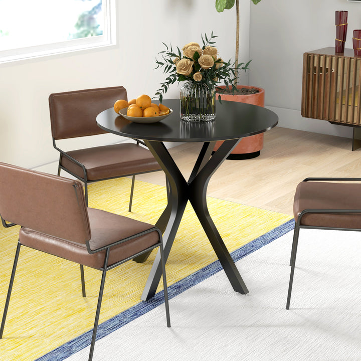 Spisebord køkkenbord rundbord, moderne design, 78 cm x 78 cm x 75 cm, sort