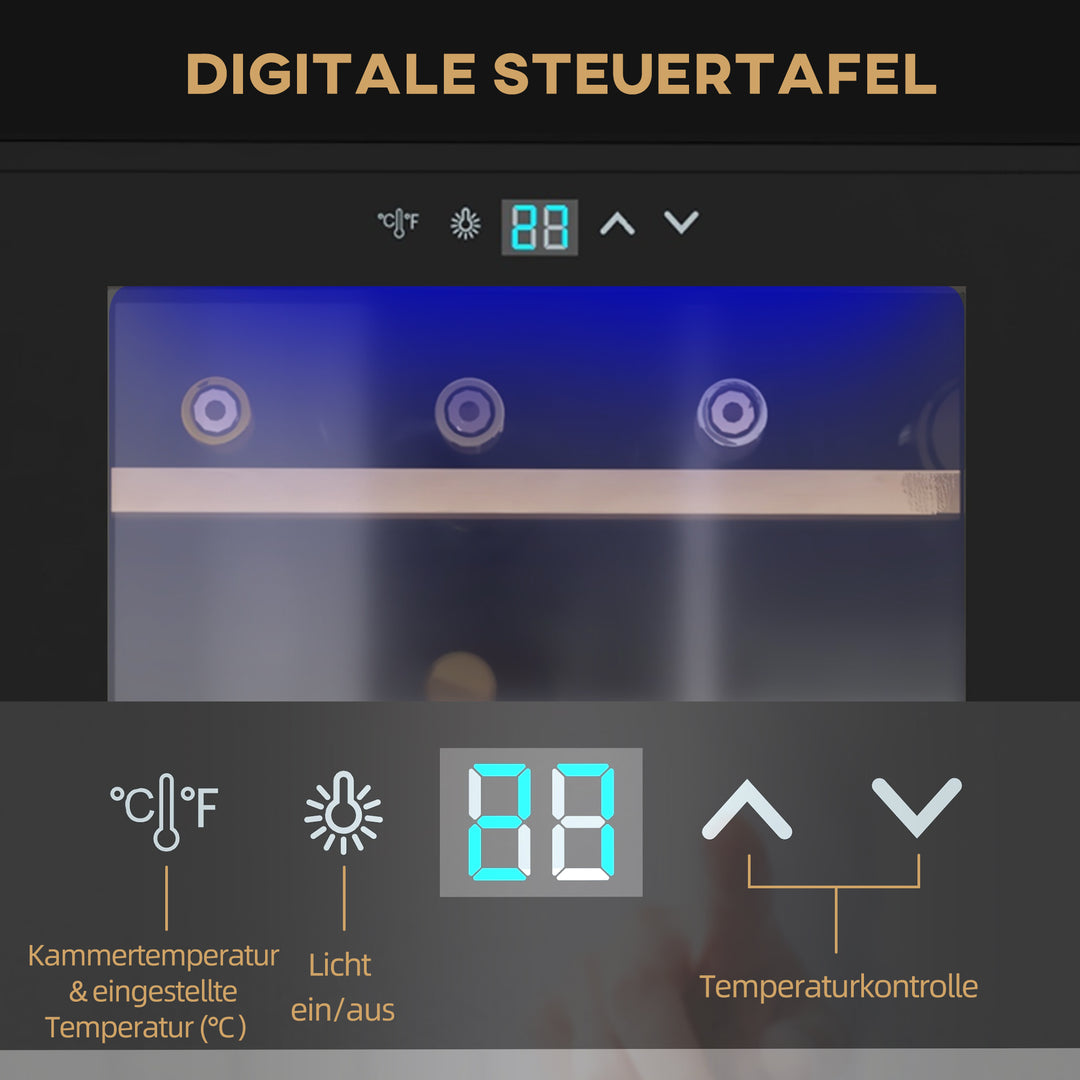 Lille vinkøleskab til stuen, til 24 flasker, justerbar temperatur 5 til 20°C, LED-belysning, sort, 43 x 45 x 75 cm