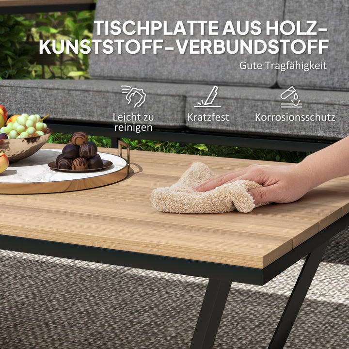 Havemøbelsæt til 4 personer vejrbestandigt balkonmøbelsæt med 2-personers sofa, 2 stole sædehynder sidebord grå