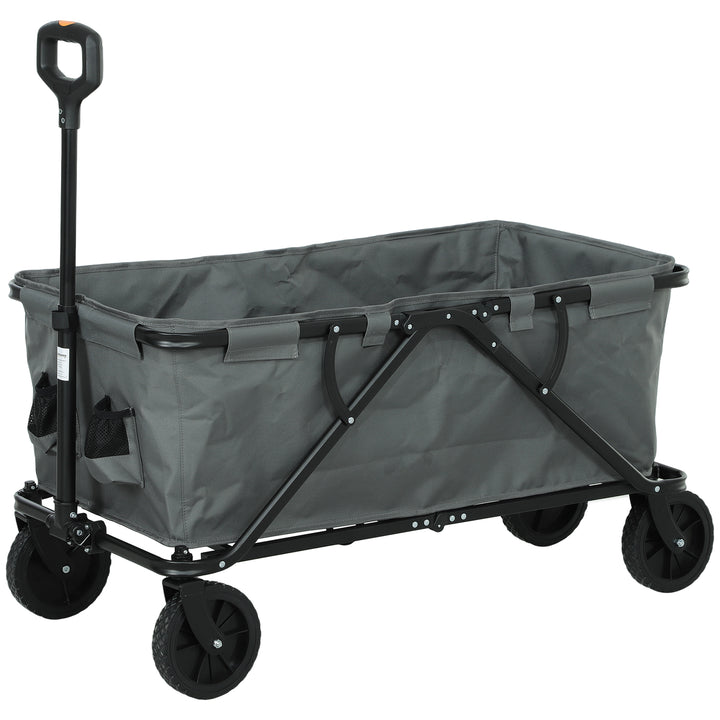 Havevogn 120 kg lasteevne, foldbar transportvogn med aftagelig presenning 160 liter mørkegrå
