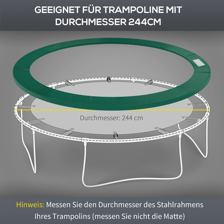 Trampolinkantovertræk, sikkerhedsnet, vejrovertræk, stigekantovertræk: Ø 244 cm, grøn
