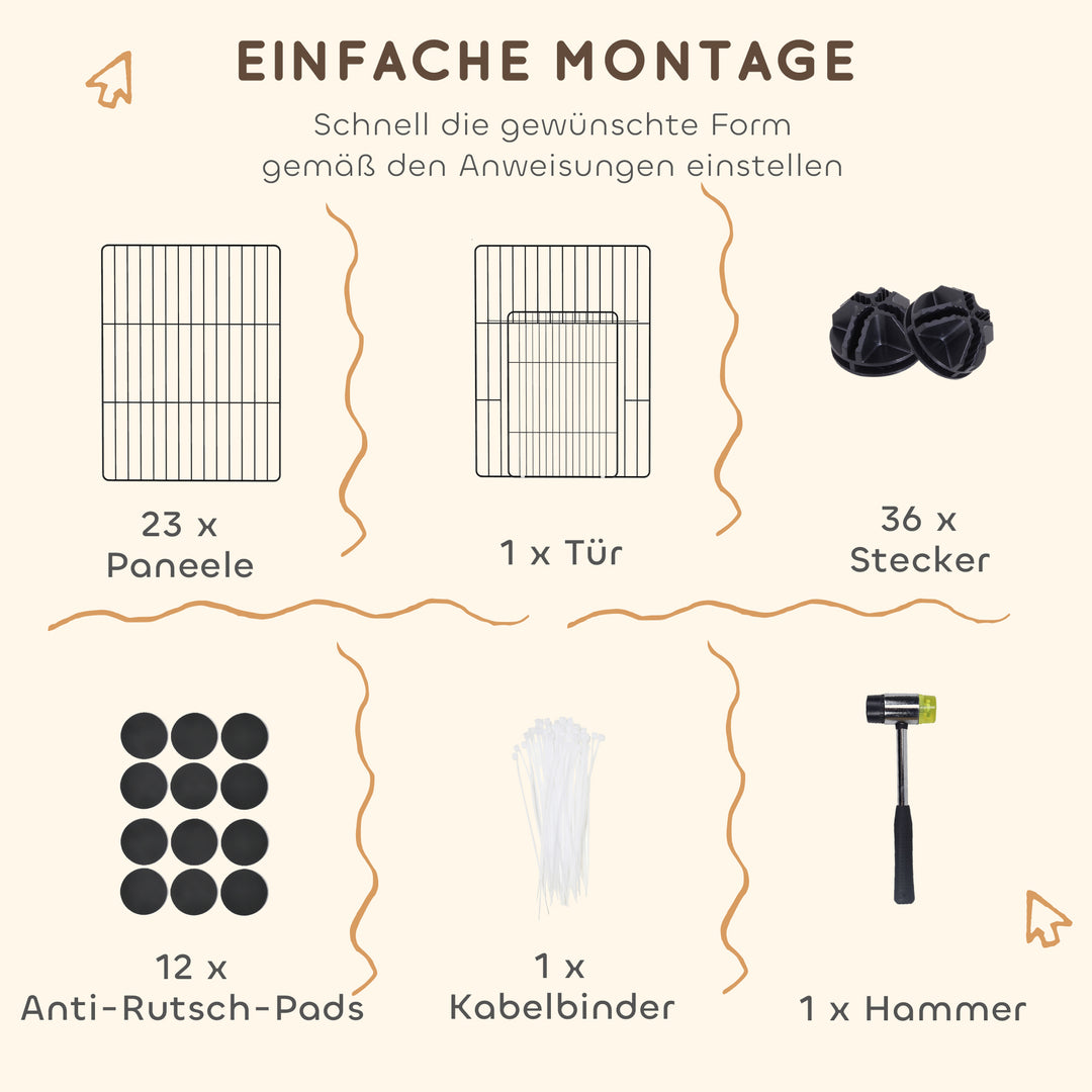 Bur til små dyr, udendørs indhegning, modulært design, 0,72 m², stål, sort