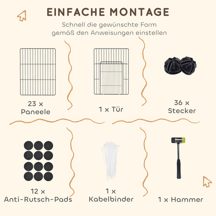 Bur til små dyr, udendørs indhegning, modulært design, 0,72 m², stål, sort