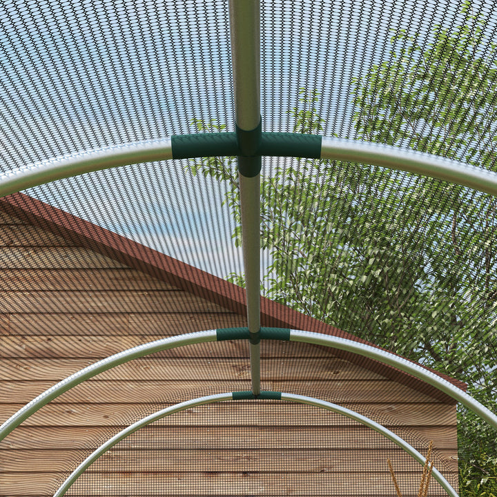 Fuglenet, plantebeskyttelse, robust, dør med lynlås, 120x360x188 cm, sort/sølv