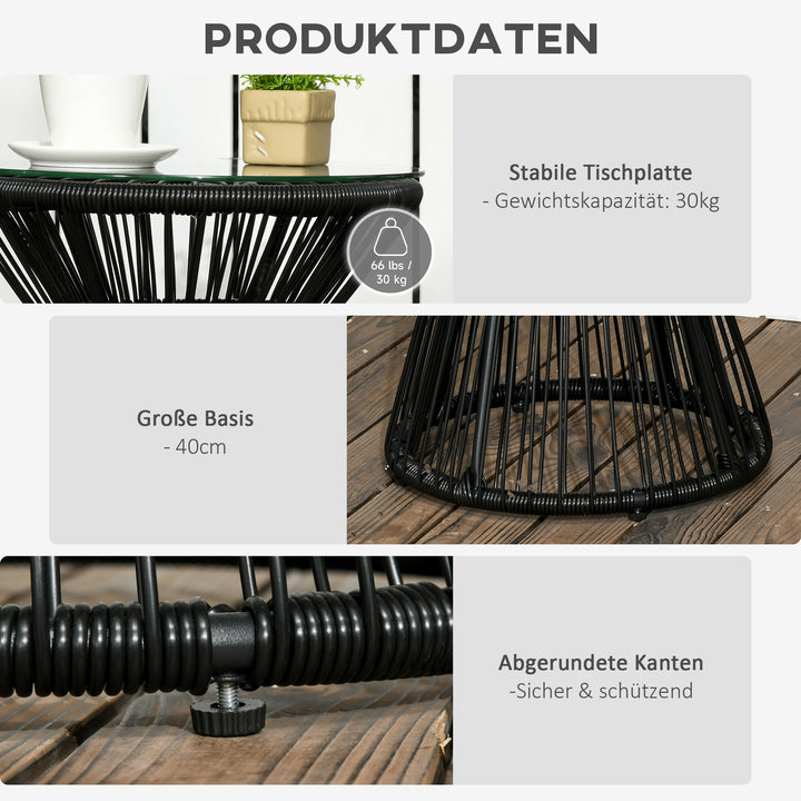 Havebord i bohemestil, vejrbestandigt, PE-rattan, 40 cm x 40 cm x 42 cm, sort