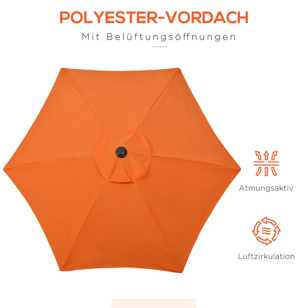 Parasol ø196 cm, sekskantet balkonparasol til strand, balkon, have, orange