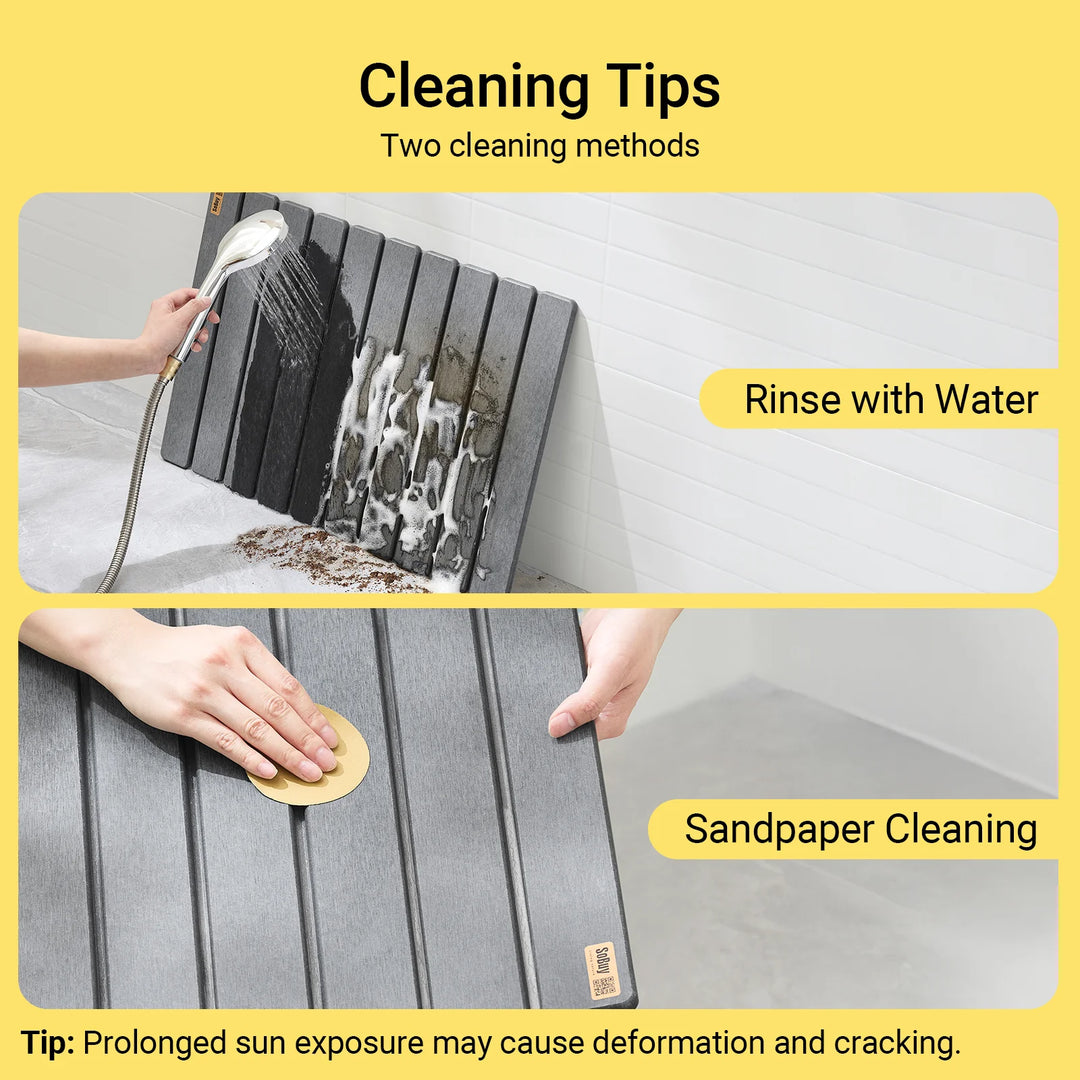 Naturlig og sikker badeværelsesmåtte, grå (B59 x D39 x H1 cm)