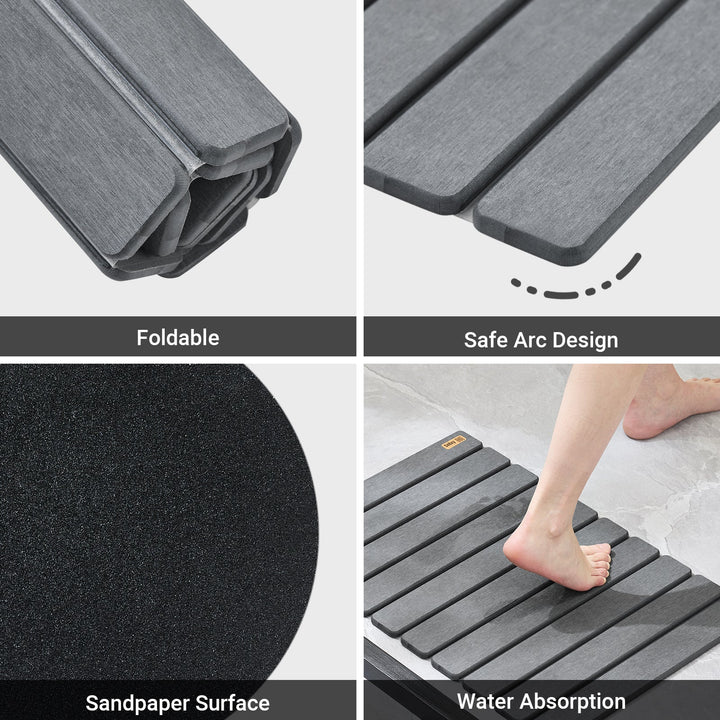 Naturlig og sikker badeværelsesmåtte, grå (B59 x D39 x H1 cm)