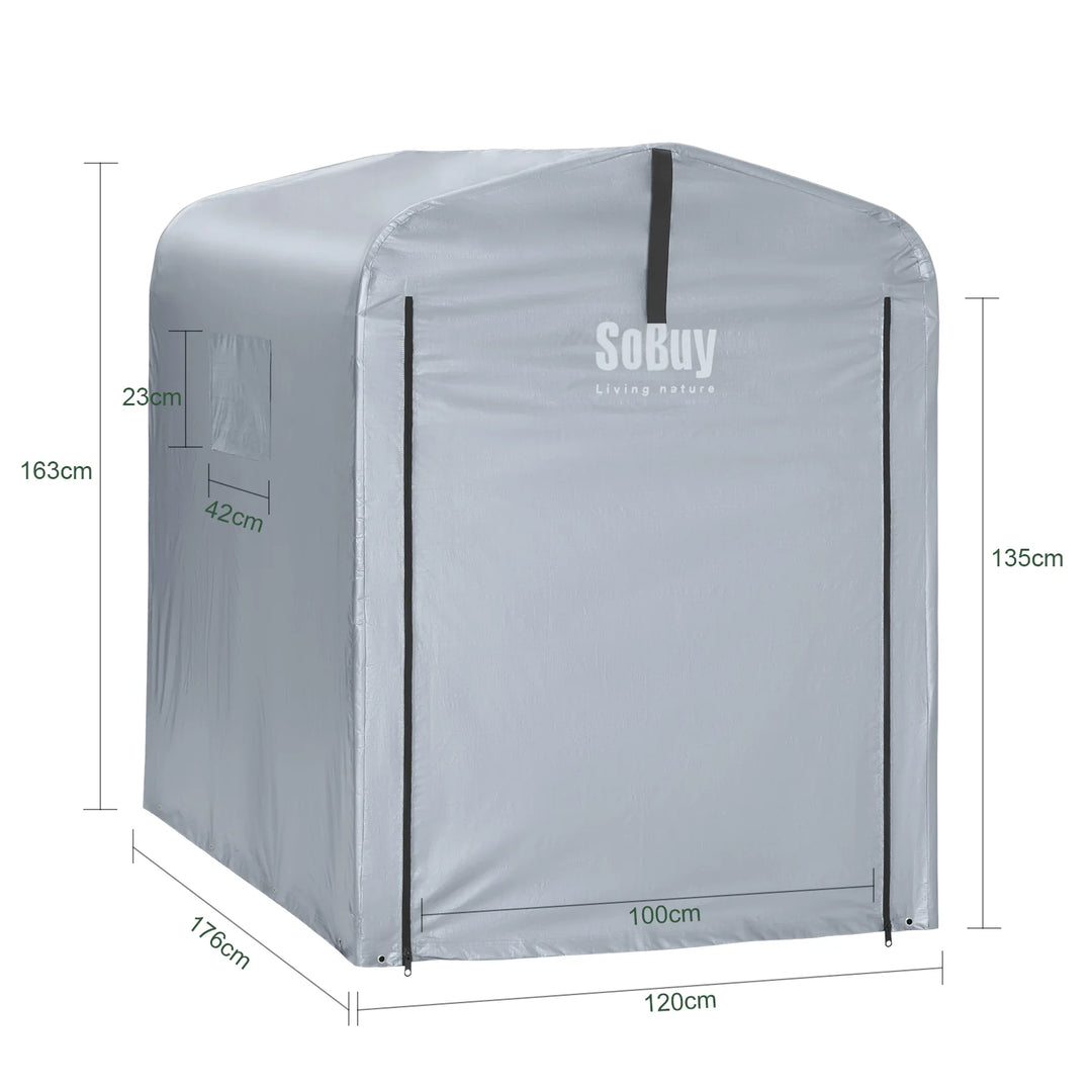 Robust og vejrbestandig presenning til cykelgarage i sølvfarve (159 x 219 x 165 cm)