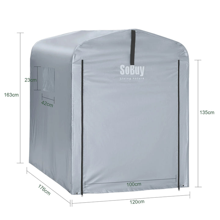 Robust og vejrbestandig presenning til cykelgarage i sølvfarve (159 x 219 x 165 cm)