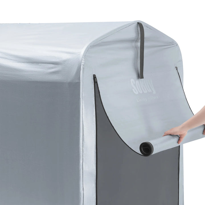 Robust og vejrbestandig presenning til cykelgarage i sølvfarve (159 x 219 x 165 cm)