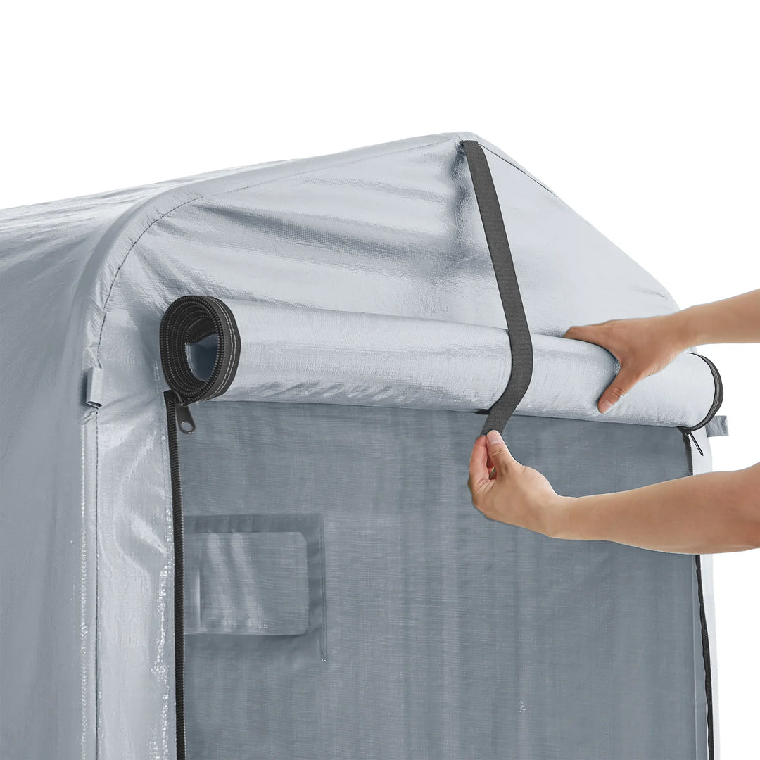 Robust og vejrbestandig presenning til cykelgarage i sølvfarve (159 x 219 x 165 cm)