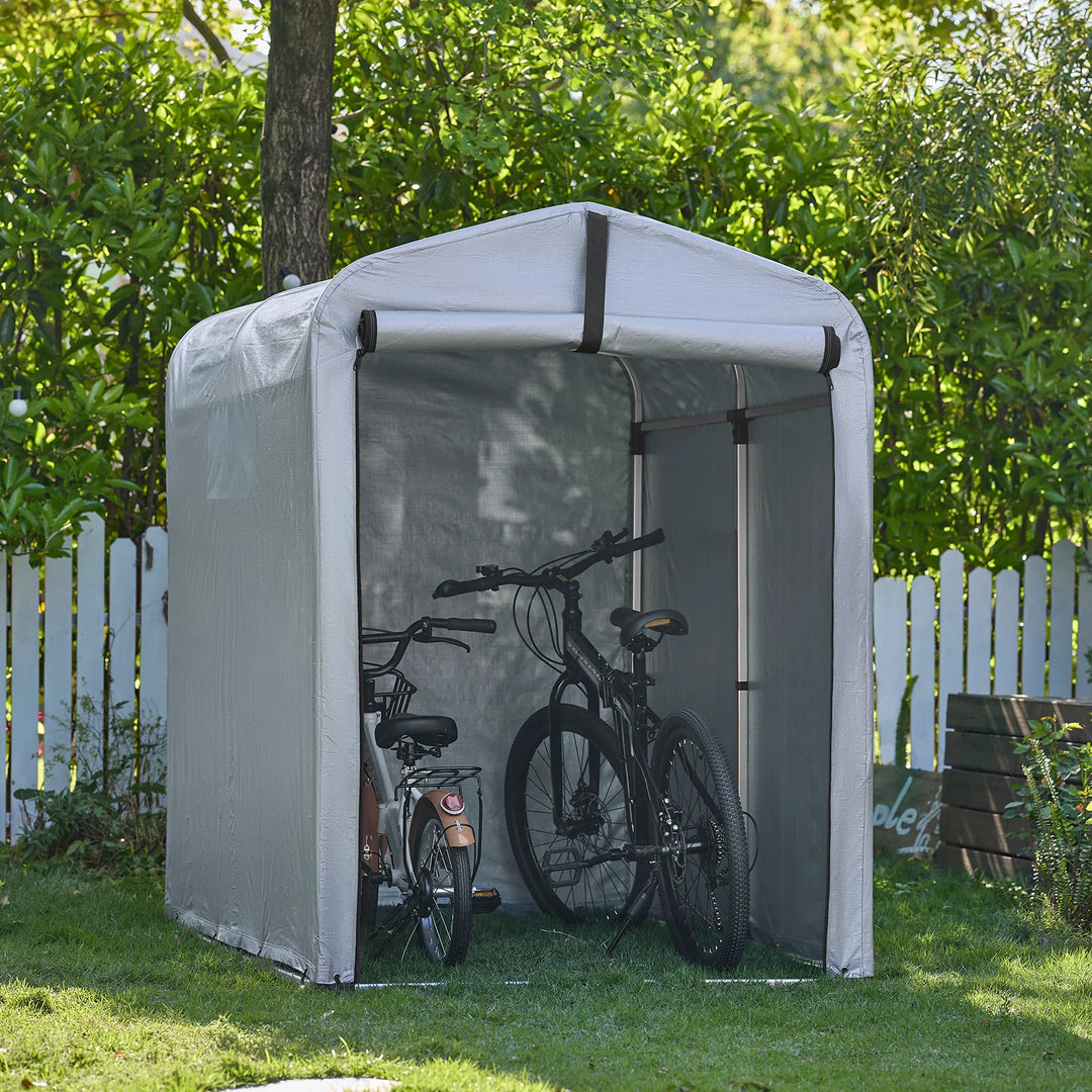 Robust og vejrbestandig presenning til cykelgarage i sølvfarve (159 x 219 x 165 cm)