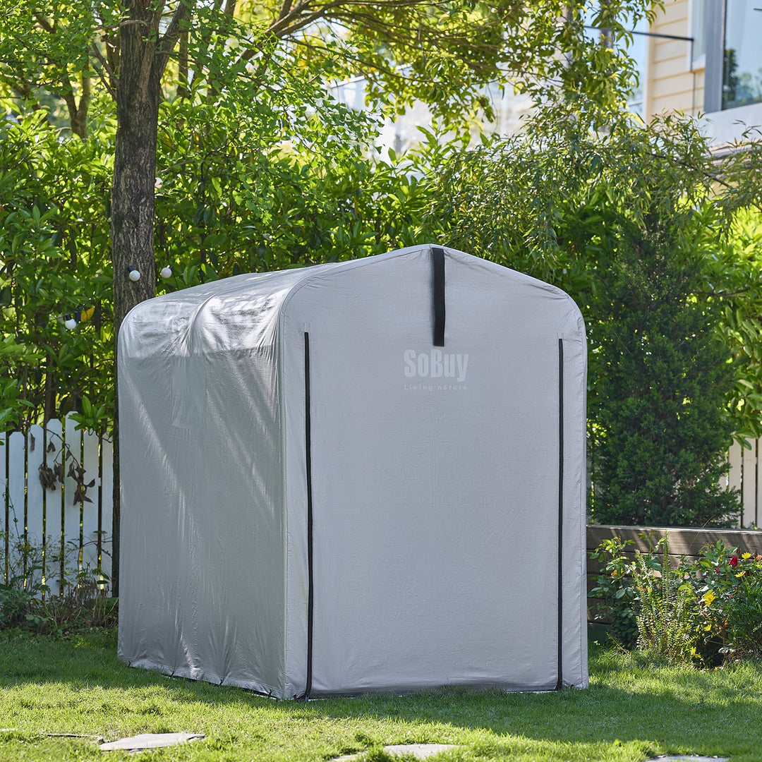 Robust og vejrbestandig presenning til cykelgarage i sølvfarve (159 x 219 x 165 cm)