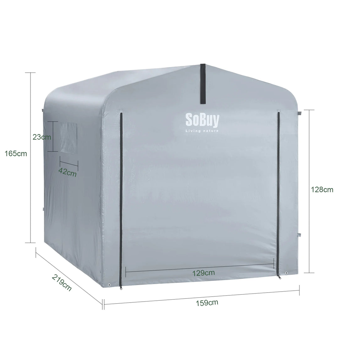 Robust erstatningsovertræk til cykelgarage, sølvfarvet, 159x219x165 cm