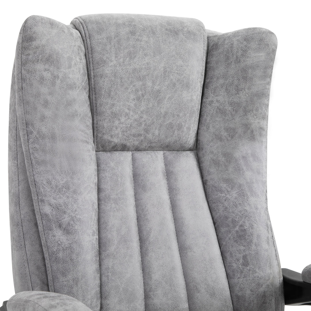 Kontorstol med massagefunktion, ergonomisk skrivebordsstol med varmefunktion, lænefunktion, højdejusterbar drejestol med fodstøtte, sidelomme, grå