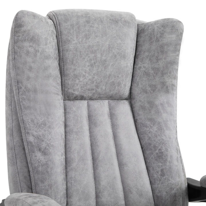 Kontorstol med massagefunktion, ergonomisk skrivebordsstol med varmefunktion, lænefunktion, højdejusterbar drejestol med fodstøtte, sidelomme, grå