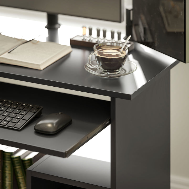 Computerbord, skrivebord, spånplade, metal, 80 x 45 x 75 cm, sort