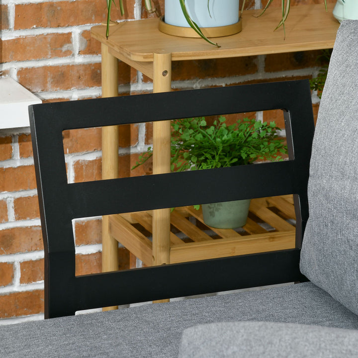 Havemøbelsæt til 3 personer, balkonmøbler med siddehynder, aluminiumsstel, trælook, mørkegrå + natur