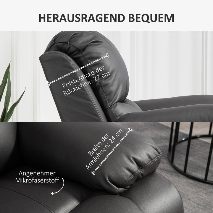 Lænestol, justerbar ryglæn og fodstøtte, drejelig, op til 150 kg, stålstel, 93 x 100 x 98 cm, sort